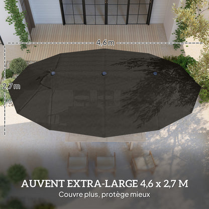 Parasol Double 4,6 m avec Manivelle – Ombre XXL & Confort