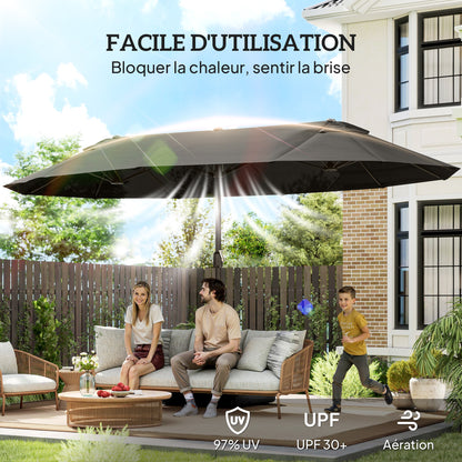 Parasol Double 4,6 m avec Manivelle – Ombre XXL & Confort