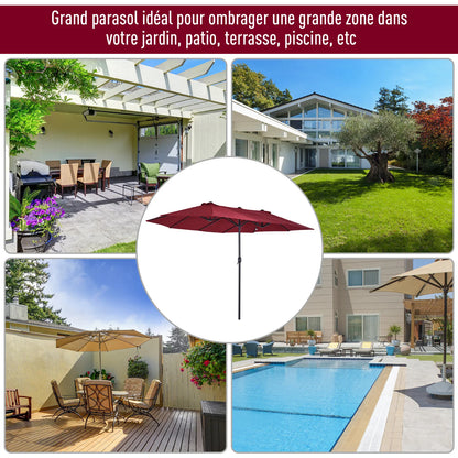 Parasol Double 4,6 m Bordeaux – Ombre XXL & Élégance