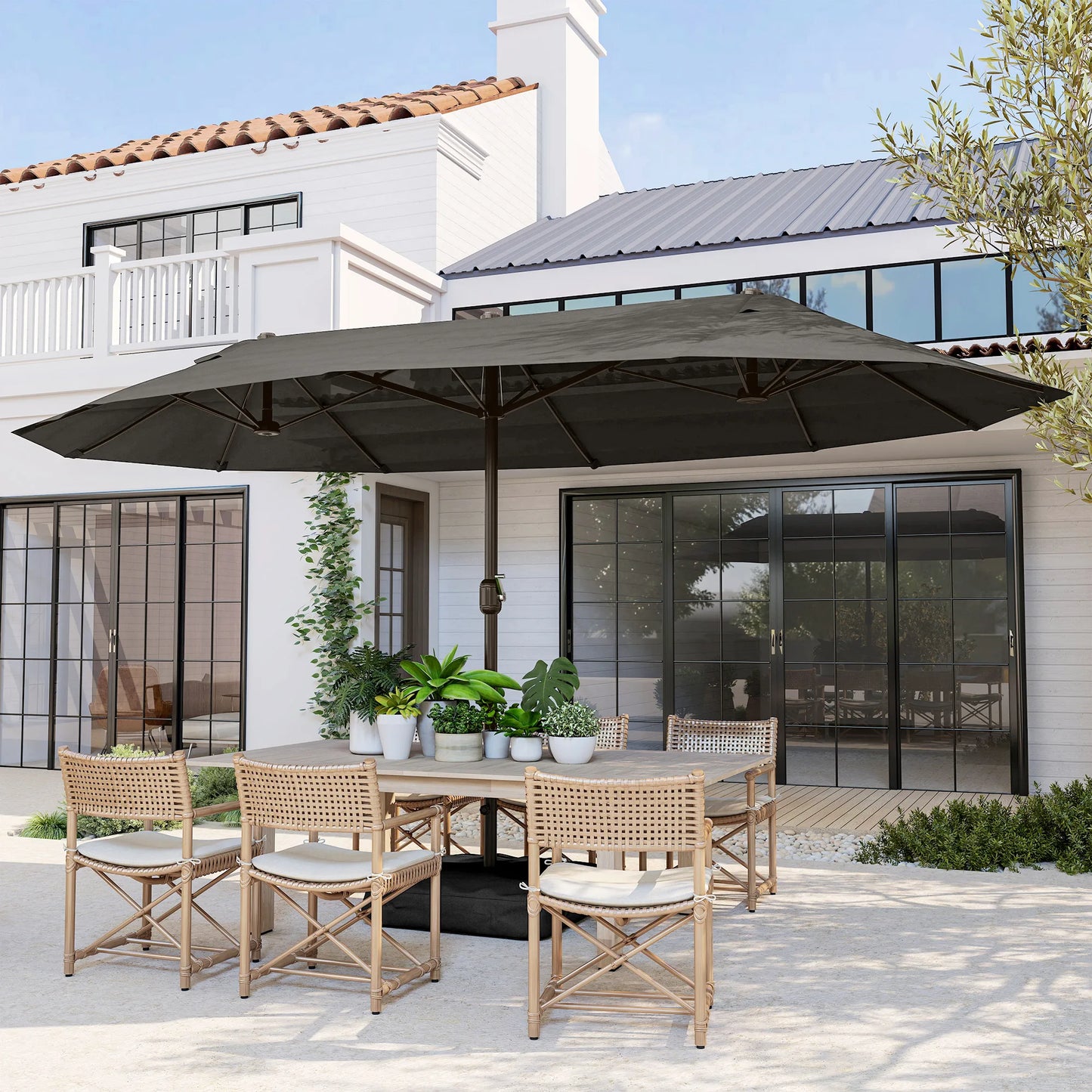 Parasol Double 4,6 m avec Manivelle – Ombre XXL & Confort