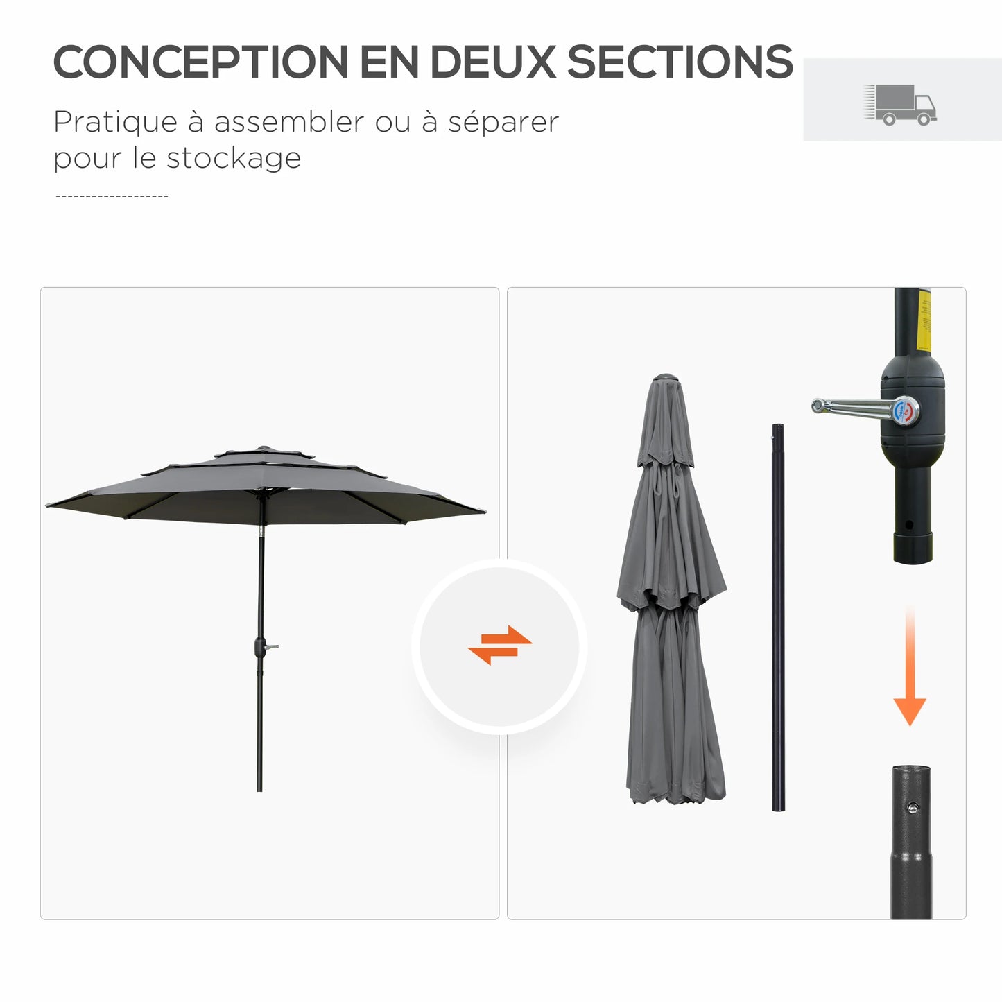 Parasol Inclinable Ø 2,85 m – Protection & Confort au Quotidien