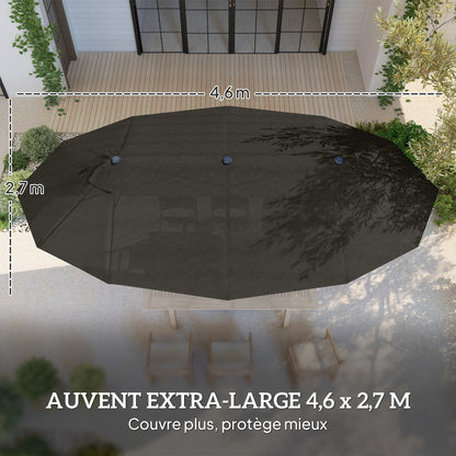 Parasol Double 4,6 m avec Manivelle – Ombre XXL & Confort