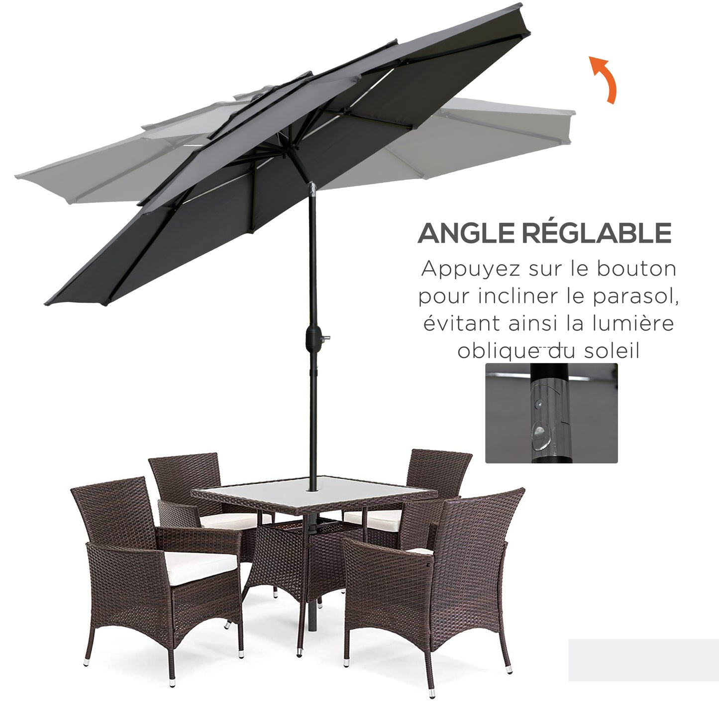 Parasol Inclinable Ø 2,85 m – Protection & Confort au Quotidien
