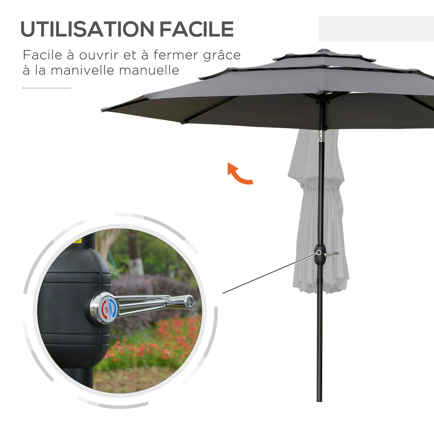 Parasol Inclinable Ø 2,85 m – Protection & Confort au Quotidien