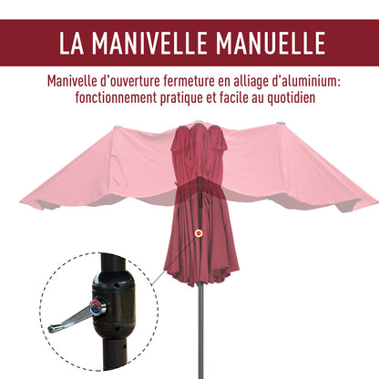 Parasol Double 4,6 m Bordeaux – Ombre XXL & Élégance